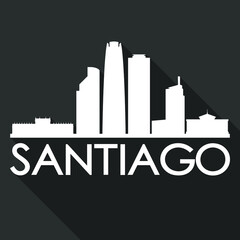 Fototapeta premium Santiago Flat Icon Skyline Silhouette Design City Vector Art Famous Buildings.