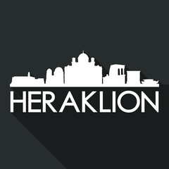 Obraz premium Heraklion Flat Icon Skyline Silhouette Design City Vector Art Famous Buildings.