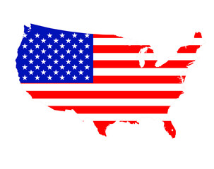 Vector map of North America. American flag. Social poster. USA. Equality. Freedom. Democracy
