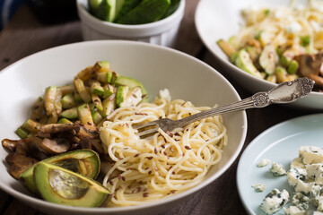 delicious dinner - pasta with white wine