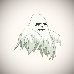 White Ghost Cartoon Character Happy Halloween