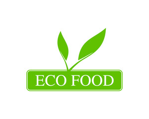 Vector illustration of eco food logo on light background.