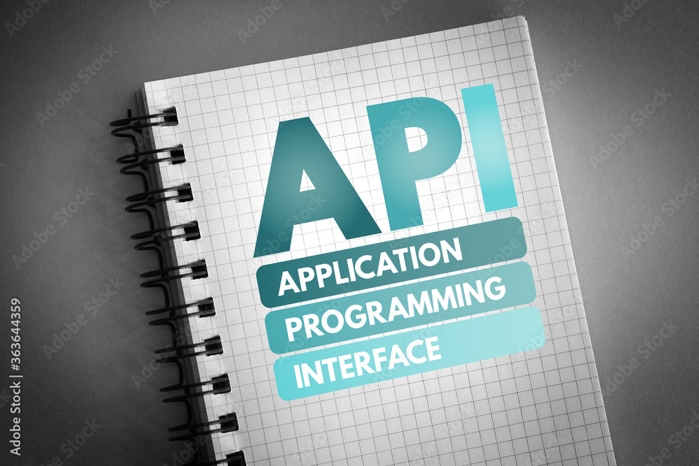 Poster api - application programming interface acronym, concept background