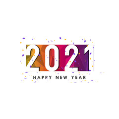 New year 2021 greeting card with polygonal background texture