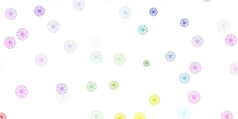 Light multicolor vector doodle template with flowers.