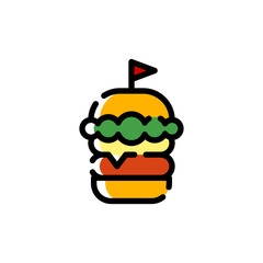 burger icon isolated on white background. vector illustration in filled line style. EPS 10