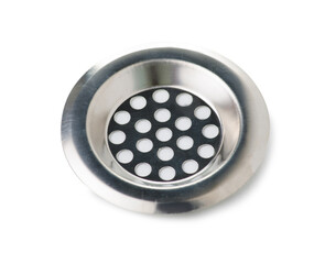 Metal mesh in the sink on white background isolation