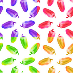 Vibrant colorful peppers illustration isolated on white background