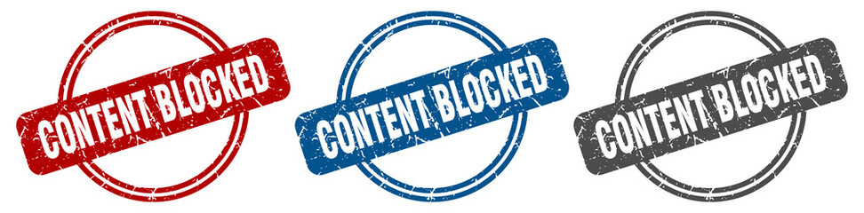 content blocked stamp. content blocked sign. content blocked label set