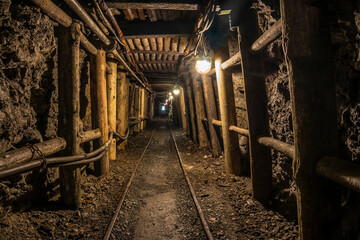 Fototapeta na wymiar tunnel in a historic coal mine
