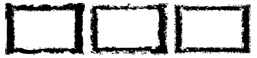 Set of grunge style frames black on white background