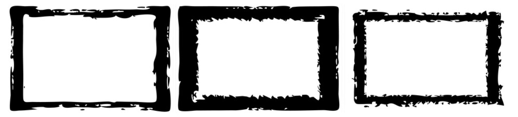Set of grunge style frames black on white background