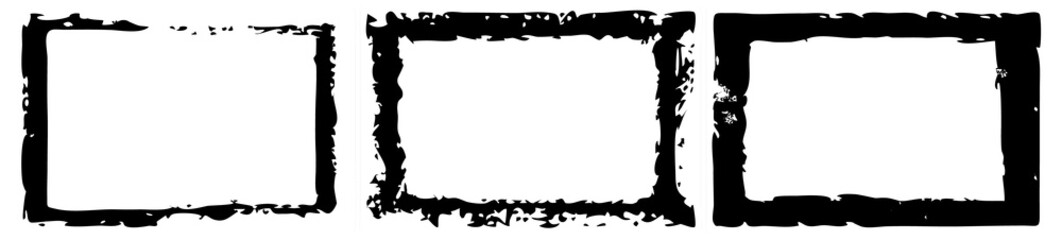 Naklejka premium Set of grunge style frames black on white background