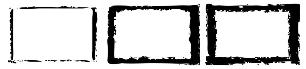 Set of grunge style frames black on white background