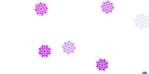 Light purple, pink vector layout with beautiful snowflakes.
