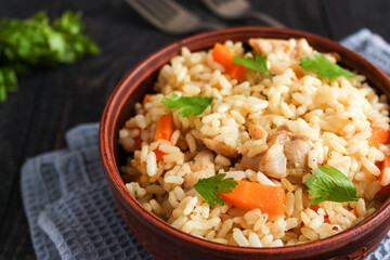 Fried rice with vegetables and meat