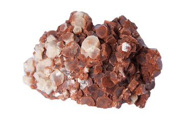 Cluster of vanadinite mineral, ore of vanadium. Isolated on white background.