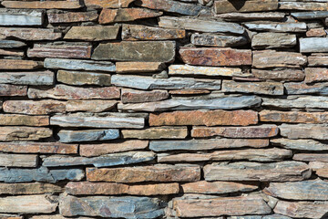 The stone wall texture background natural color.Background of stone wall texture photo.Natural stone wall texture for background.Old Brick texture, Grunge brick wall background.