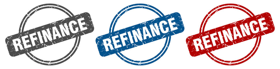 refinance stamp. refinance sign. refinance label set