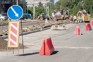 Repair work. Repair of roads on the streets.