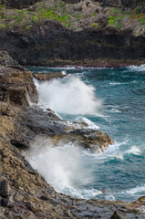 Waves breaking on the Canary coast. Spain