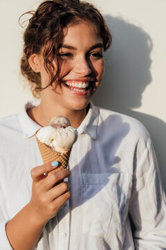 Pretty Woman With Ice-cream