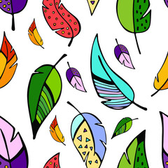 Fototapeta premium Feathers. Seamless picture pattern. Vector.