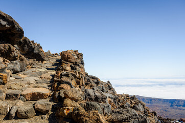 Rocky landscape in El Teide National Park, Tenerife. Canary Islands. Spain.