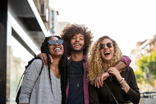 Multiethnic friends group having fun