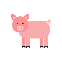 Obraz na płótnie Canvas Pink pig in a flat design. Vector stock illustration.