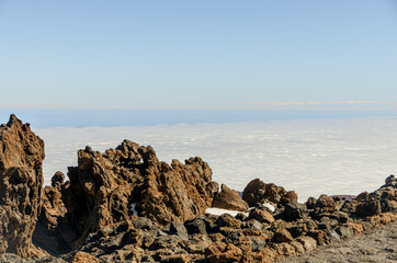 Fototapeta na wymiar Sea of clouds in El Teide National Park, Tenerife. Canary Islands. Spain.