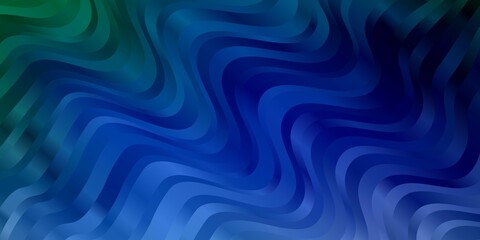 Light Blue, Green vector template with curves. Colorful geometric sample with gradient curves.  Pattern for websites, landing pages.