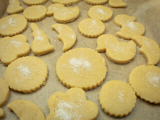 Fototapeta na wymiar Homemade gingerbread cookies from shortcrust pastry