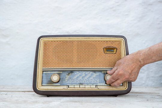 Antique radio on vintage table