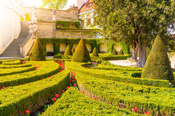 Vrtbovska garden - beautiful baroque garden multiple terraced platforms, Lesser Town of Prague,...