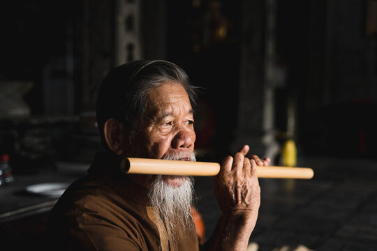 Monk Inside A Temple In Vietnam