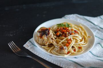 delicious pasta with chicken and vegetables a hearty dinner