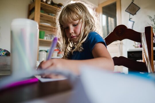 little girl drawing