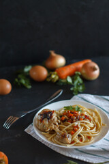 delicious pasta with chicken and vegetables a hearty dinner