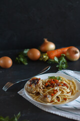delicious pasta with chicken and vegetables a hearty dinner