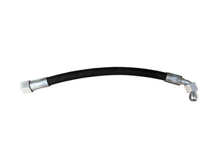 Hydraulic high pressure hose isolated on the white background. New spare parts.