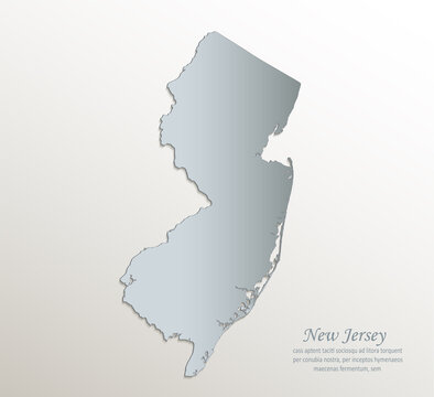 New Jersey map, white blue card paper 3D vector