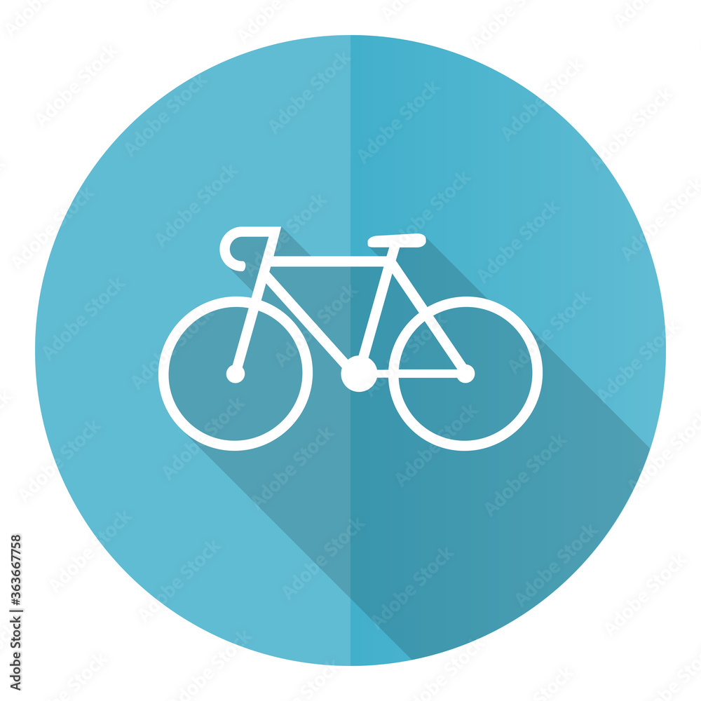 Aufkleber Bicycle vector icon, flat design blue round web button isolated on white background
