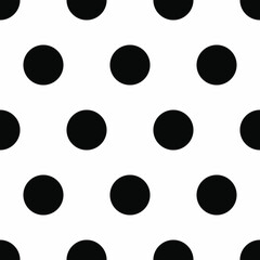 black polka dots on white background. Vector seamless pattern