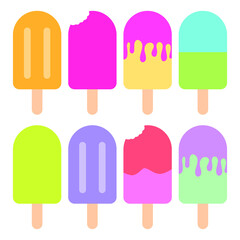 popsicle vector set. dripping ice cream