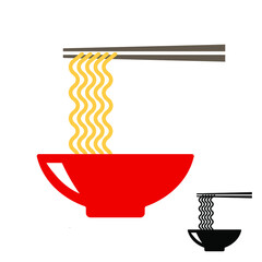 ramen noodle bowl with chopsticks. vector logo