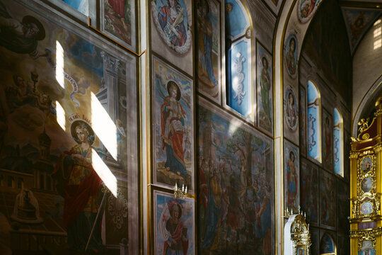 Highly ornate interior of St Michael's monastery Kiev
