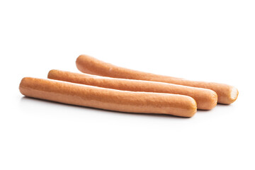 Fresh frankfurter sausages.