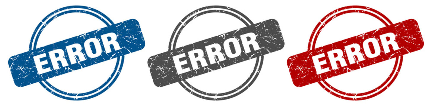 error stamp. error sign. error label set