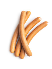 Fresh frankfurter sausages.